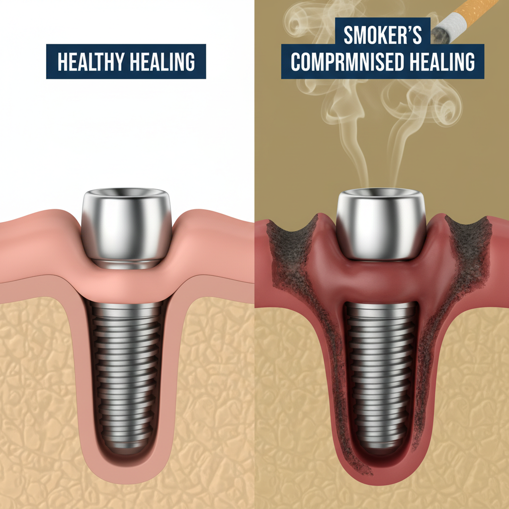 Comparison of implant healing in non-smokers vs smokers